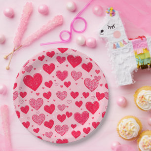 Valentine Love-Valentine Hearts Paper Plate