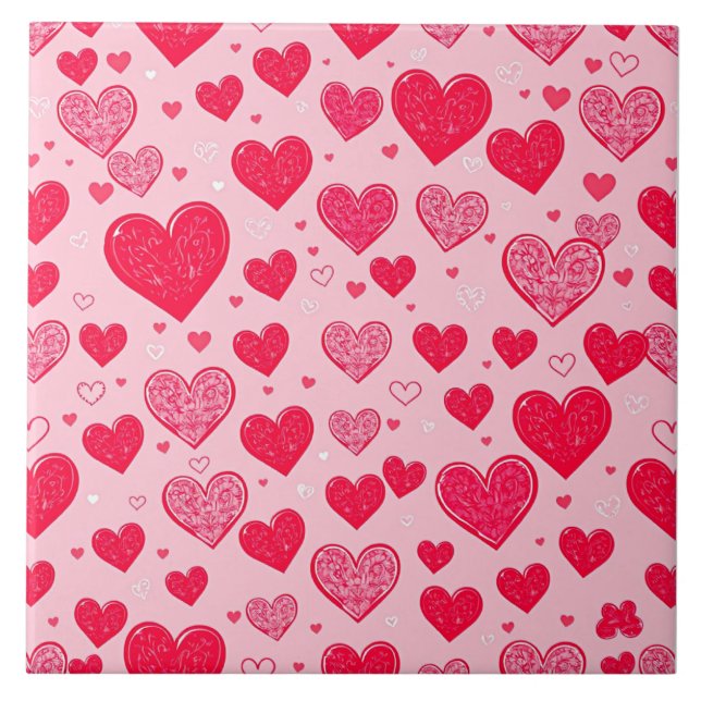 Valentine Love-Valentine Hearts Tile (Front)