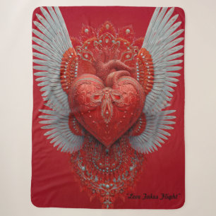 "Valentine Love Wings" Sherpa Blanket