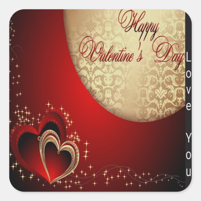 Valentine Love You Heart Square Sticker (Front)