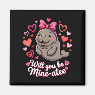 Valentine Manatee Cute Animal Gift Hearts Will Be Magnet