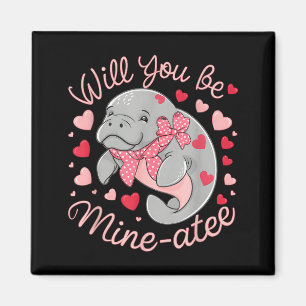 Valentine Manatee Cute Animal Hearts Will You Be M Magnet