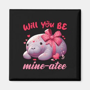 Valentine Manatee Cute Valentine's Day Hearts  Magnet