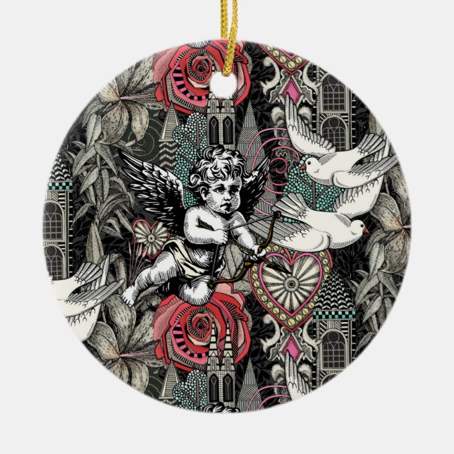 valentine maximalism col dark ceramic tree decoration (Front)