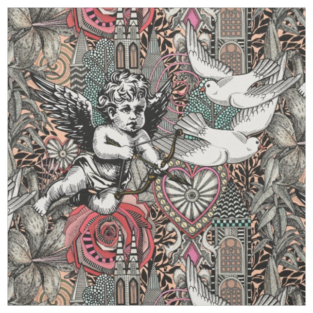 valentine maximalism col peach fuzz fabric (Swatch)