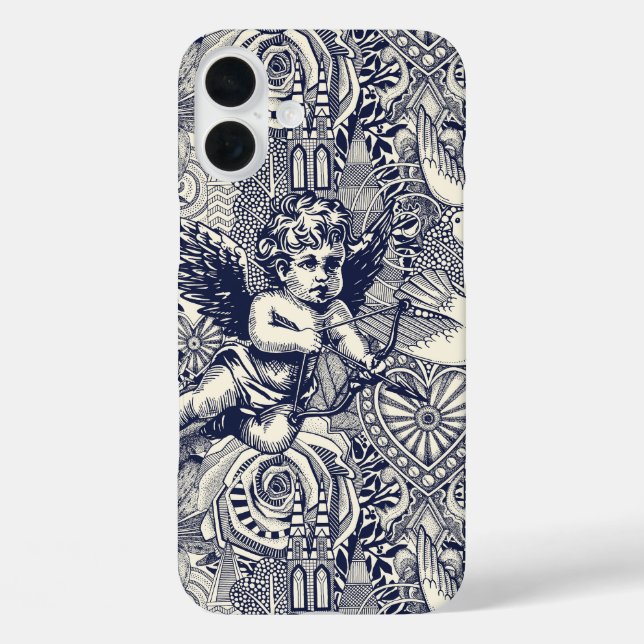 valentine maximalism navy blue pearl Case-Mate iPhone case (Back)