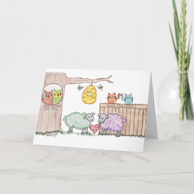 Valentine Message from animals Holiday Card (Front)