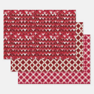 Valentine Modern Argyle Pattern Set No2 Wrapping Paper Sheet