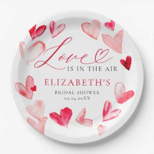 Valentine Modern Whimsical Hearts Bridal Shower Paper Plate