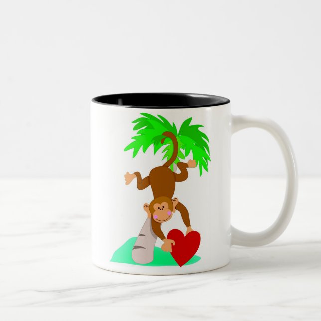 Valentine Monkey Two-Tone Coffee Mug (Right)