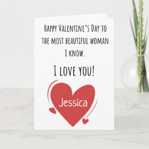 Valentine Most Beautiful Woman With Name Folded Card