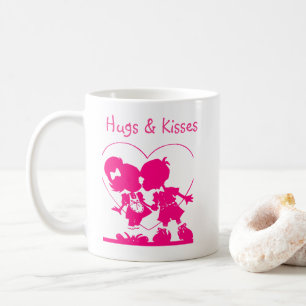 Valentine Mug Pink Kissing Silhouette