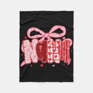 Valentine Nana Coquette Pink Bow Floral Mom Women Fleece Blanket