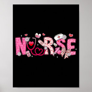 Valentine Nicu Icu Er Rn Nurse Scrub Top Women Gir Poster