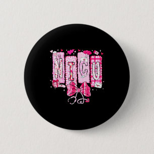 Valentine Nicu Nurse Coquette Bow Stethoscope Girl 6 Cm Round Badge