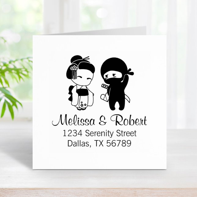 Valentine Ninja and Geisha Address Rubber Stamp (Creator Uploaded)