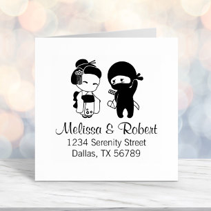Valentine Ninja and Geisha Address Self-inking Stamp