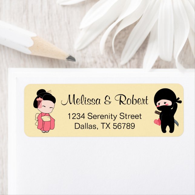 Valentine Ninja and Geisha on Yellow (Insitu)