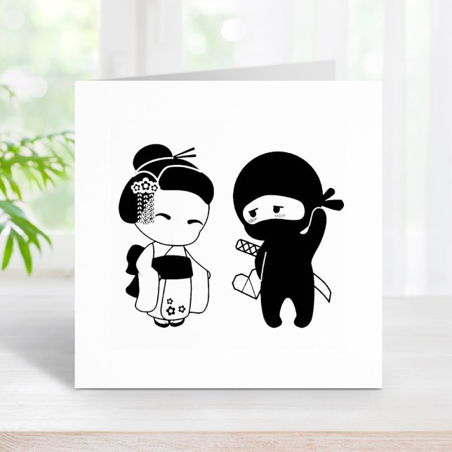 Valentine Ninja and Geisha Rubber Stamp (Creator Uploaded)