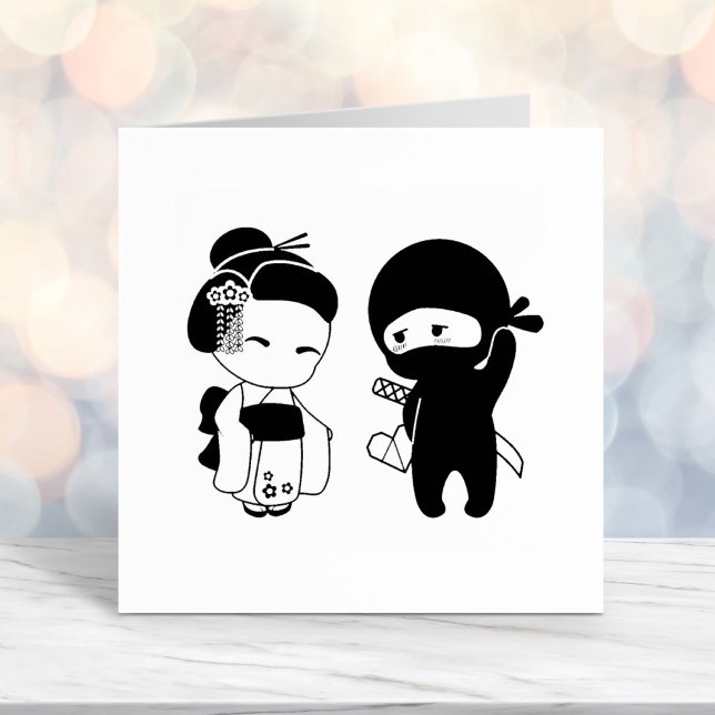 Valentine Ninja and Geisha Self-inking Stamp (Creator Uploaded)