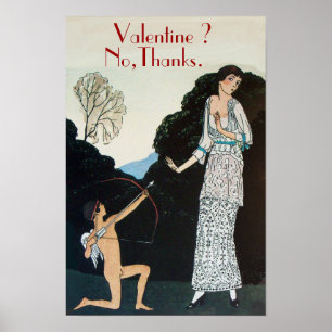 VALENTINE ? NO,THANKS /RETRO ANTI VALENTINE'S DAY POSTER
