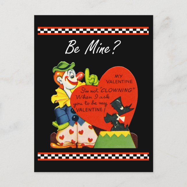 Valentine Not Clowing Around Scottish Terrier Holiday Postcard (Front)