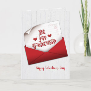 Valentine Note in Red Envelope  Card