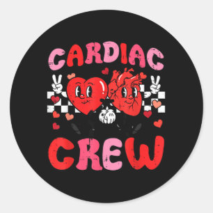 Valentine Nurse Cardiac Crew Heart Funny Scrub Top Classic Round Sticker