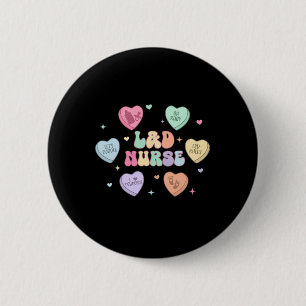 Valentine Nurse Labor And Delivery Cute Reto Heart 6 Cm Round Badge