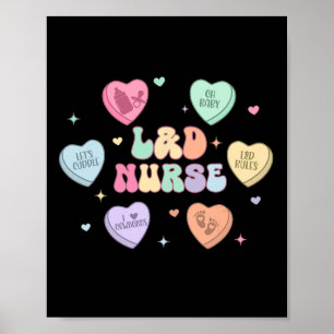 Valentine Nurse Labor And Delivery Cute Reto Heart Poster