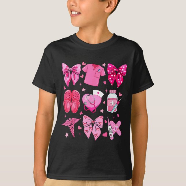 Valentine Nurse Nk Bow Rn Pct Cna Nurse Girl Women T-Shirt (Front)