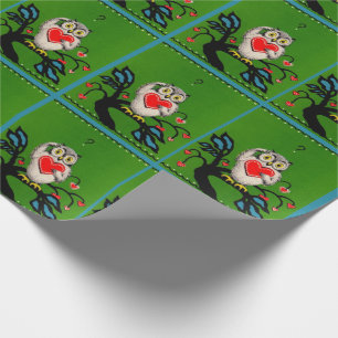 Valentine owl print wrapping paper
