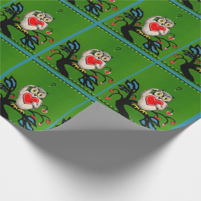 Valentine owl print wrapping paper (Corner)