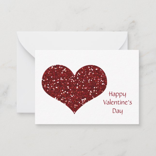 Valentine Pack Simple Red Sparkle Heart Card (Front)
