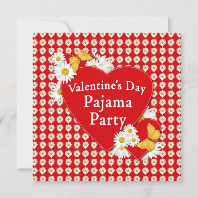 Valentine Pajama Party Daisy Invitation (Front)