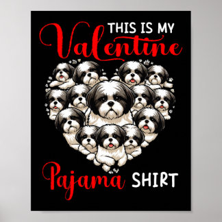 Valentine Pajama Shirt Group Shih Tzus In Heart Sh Poster