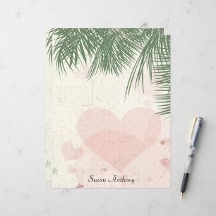 Valentine Palm Tree Romantic Beach Stationary
