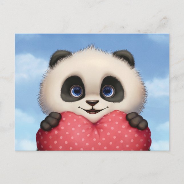 Valentine Panda Holiday Postcard (Front)