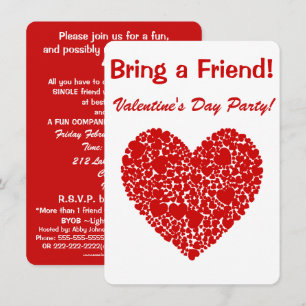 Valentine Party-Bring a Friend!-Lacey Red Heart Invitation