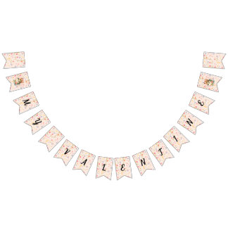 Valentine Party Decor with Roses and Cute Kitten Bunting