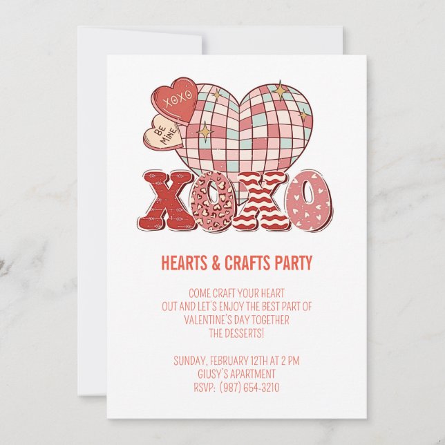 valentine party invitation xoxo (Front)