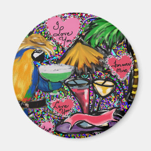 Valentine Party Parrot Magnet