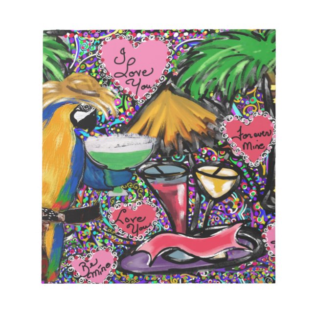 Valentine Party Parrot Notepad (Front)
