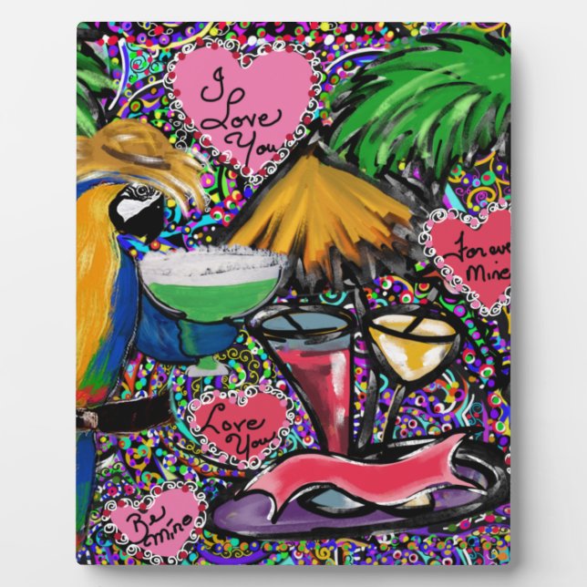 Valentine Party Parrot Plaque (Front)