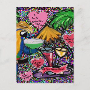 Valentine Party Parrot Postcard