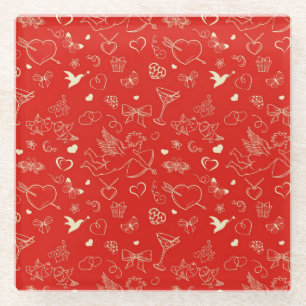 Valentine Pattern Glass Coaster