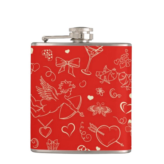 Valentine Pattern Hip Flask (Front)