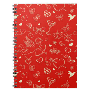 Valentine Pattern Spiral Notebook