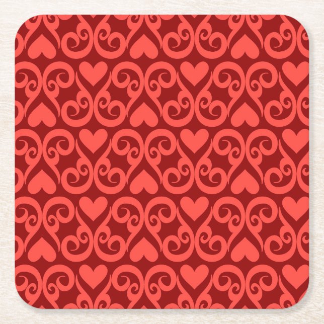 Valentine Pattern Square Paper Coaster (Front)