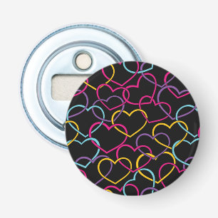 Valentine Pattern with Colour Hearts Bottle Opener